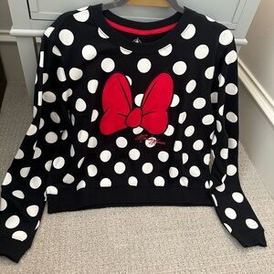 Disney Black and White Polka Dot Sweater with Red Bow